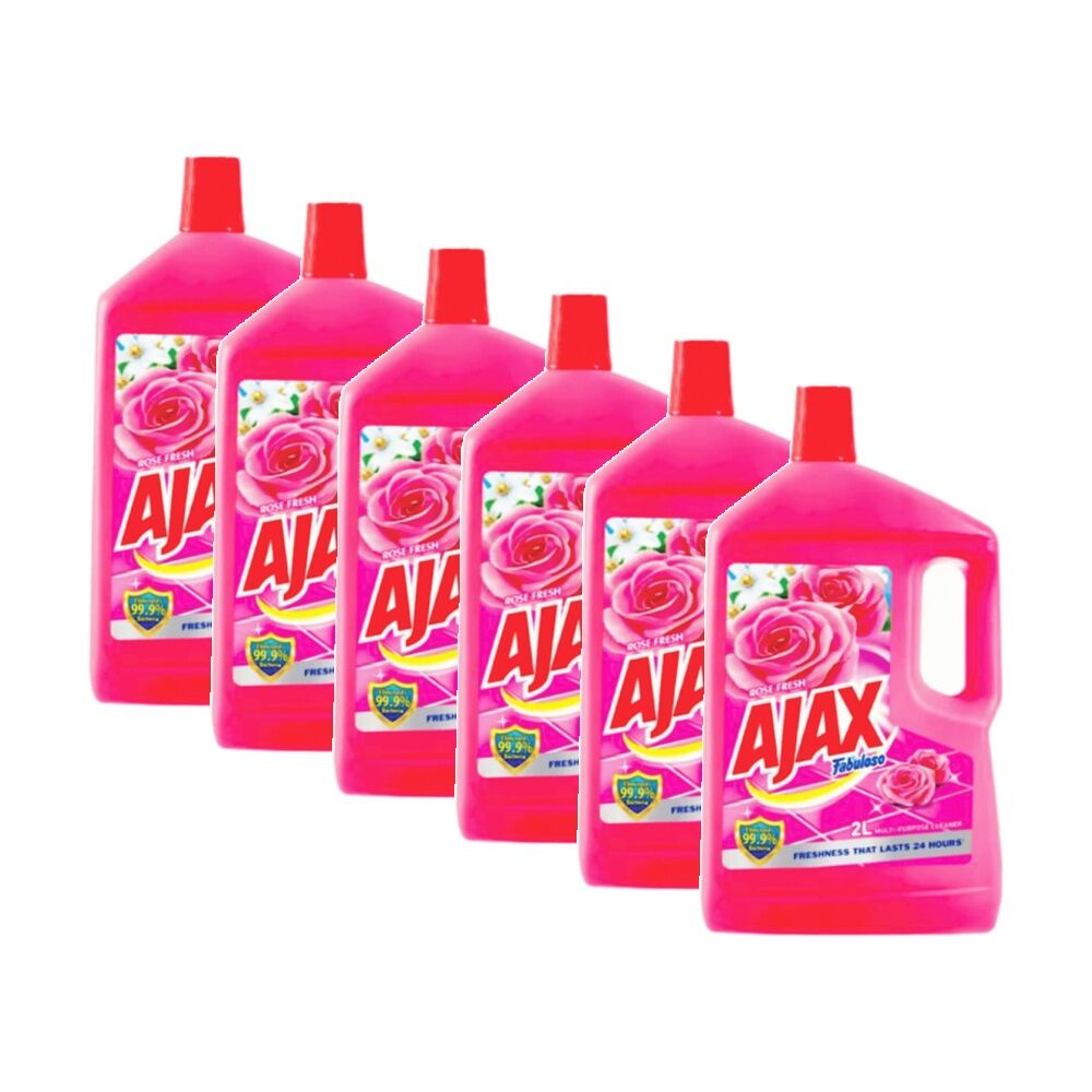 Ajax Fresh Scent Anti Bactieral Multi-Purpose Floor Cleaner Rose 2L (6 Pack)