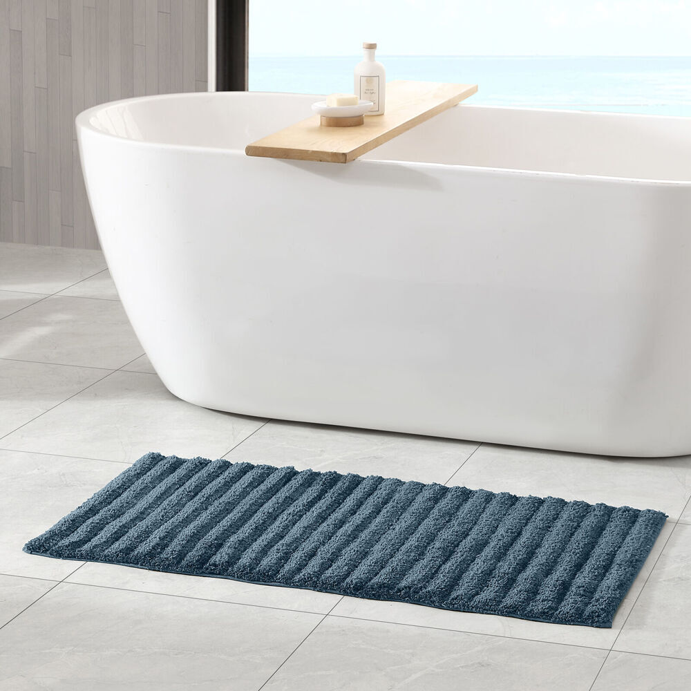 Algodon 50x100cm Bath Runner Non-Slip Soft Mat Lawson Plush Polyester Denim (2 Pack) — image 3