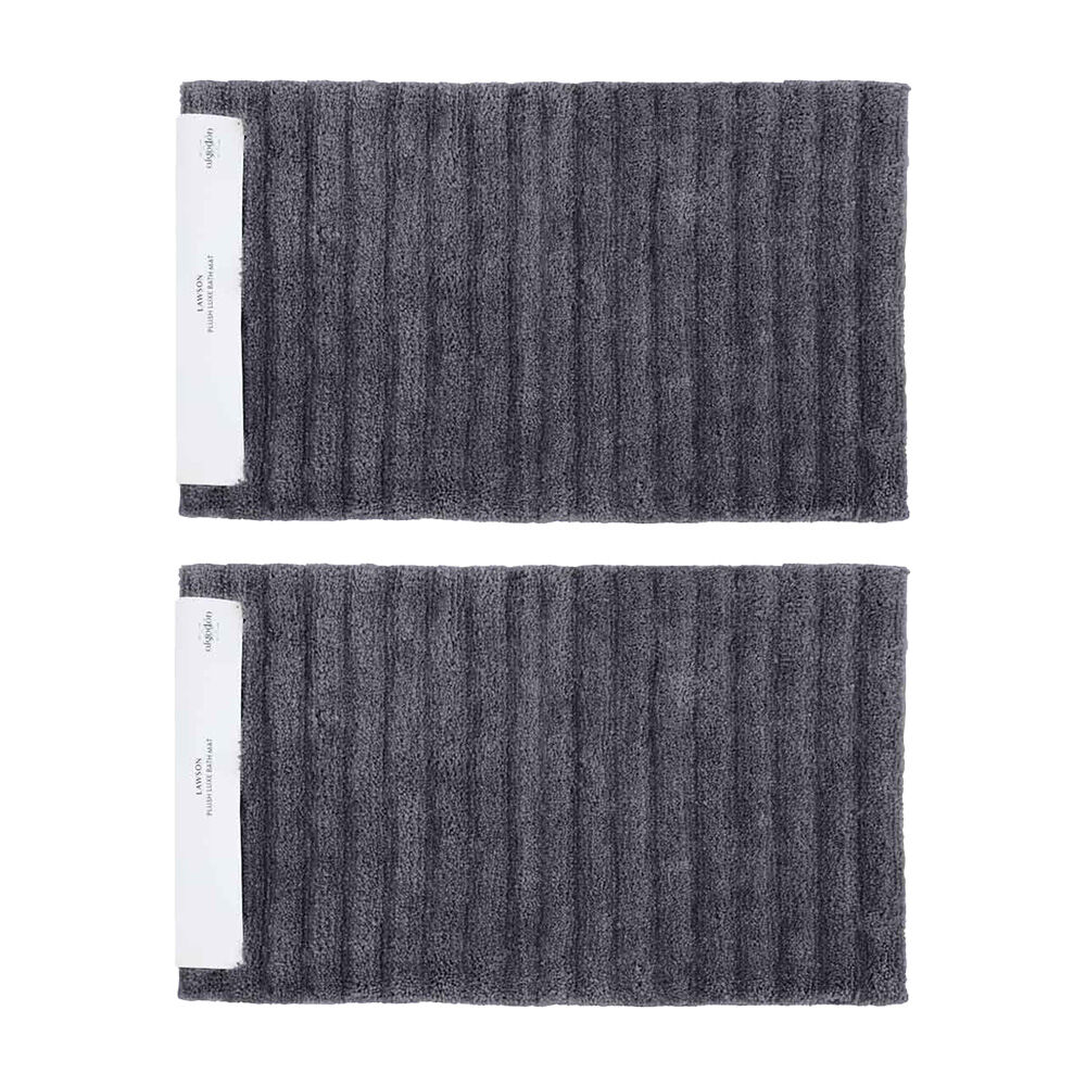Algodon 50x100cm Bath Runner Non-Slip Soft Mat Lawson Plush Polyester Ebony (2 Pack)