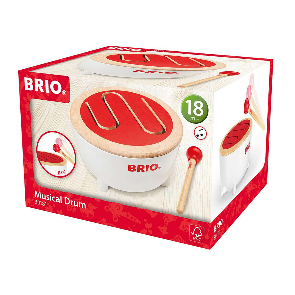 Brio Musical Drum Kids/Childrens Pretend Interactive Play Toy Playset 18M+