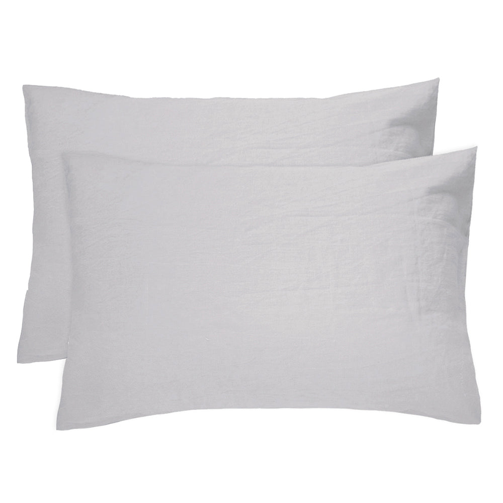 Bambury 48cm x 73cm Home Living Decorative Linen Pillowcase Pair Silver