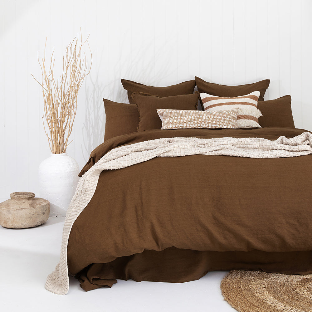 Bambury Super King Bed Linen Quilt Cover Set Hazel Soft Woven Home Bedding