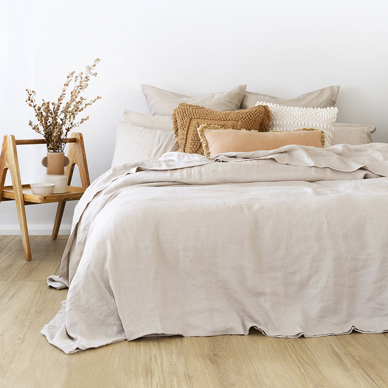 Bambury Super King Bed Linen Quilt Cover Set Pebble Soft Woven Home Bedding