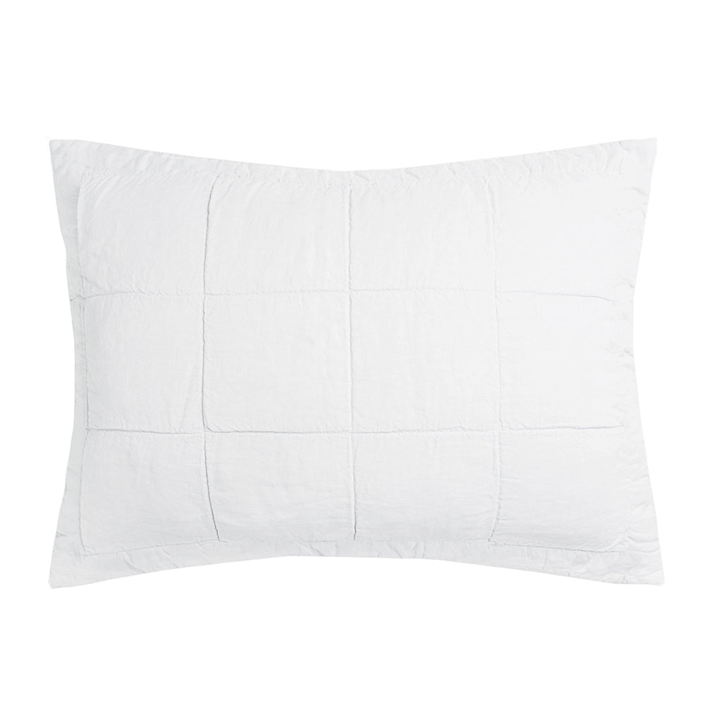 Bambury Home Living Decor Linen Quilted Pillow Sham Ivory Woven 48cm x 73cm