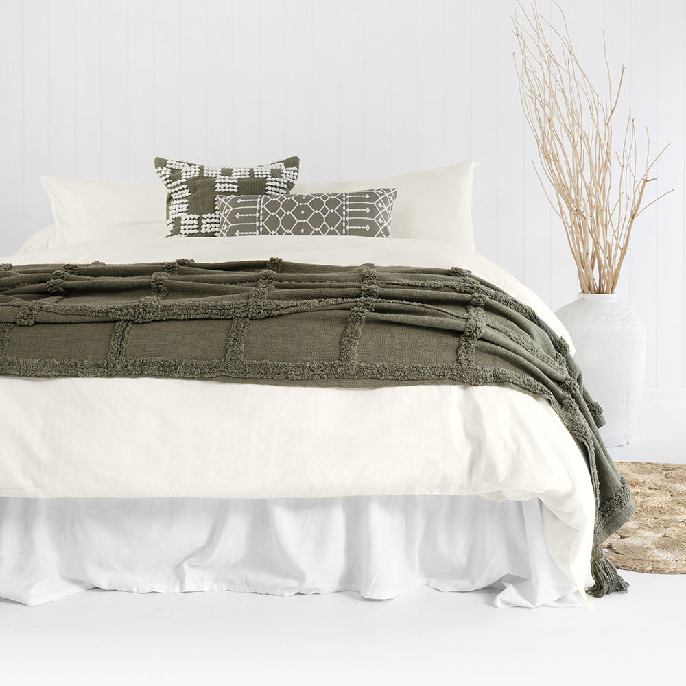 Bambury Double Bed Temple Organic Cotton Quilt Cover Set Ivory Woven Bedding — image 3