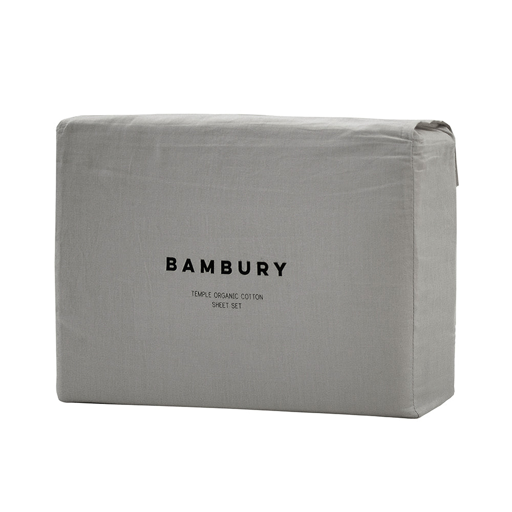 Bambury Home Bedding Size Double Bed Temple Organic Cotton Sheet Set Grey