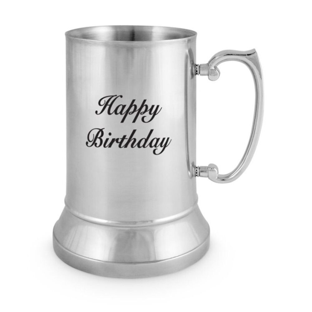LMD Metal Beer/Alcohol Happy Birthday Stainless Steel Drinking Cup w/Handle 530ml