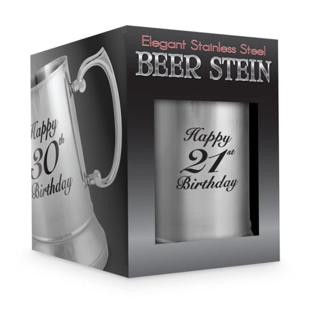 LMD Metal Beer Happy 40th Birthday Stainless Steel Drinking Cup w/Handle 530ml — image 2