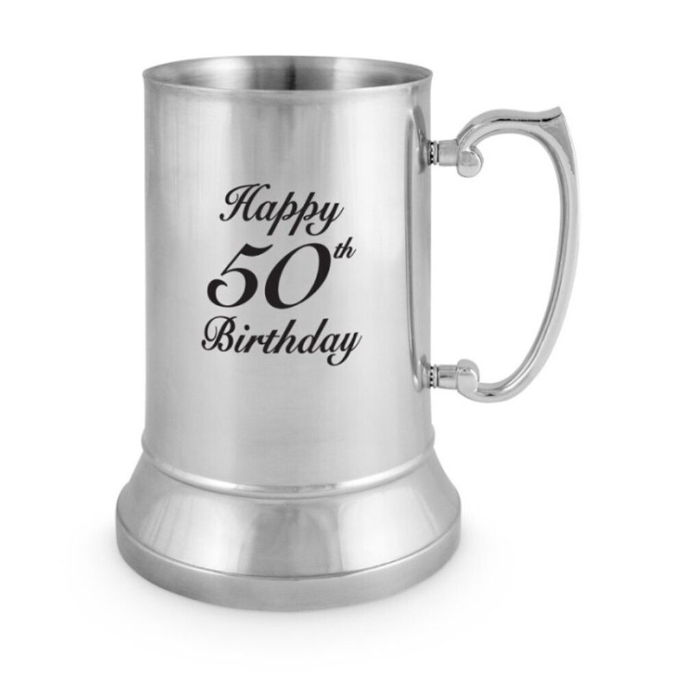 LMD Metal Beer Happy 50th Birthday Stainless Steel Drinking Cup w/Handle 530ml