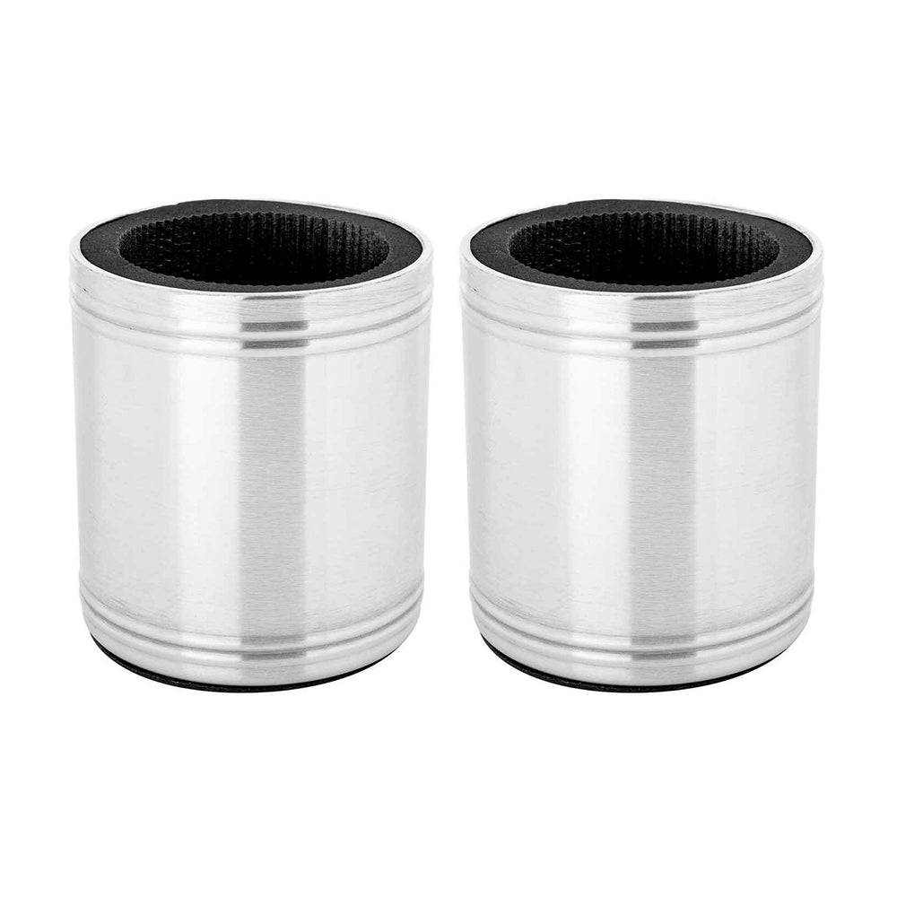 LMD Beer/Soda Can Bottle Stubby Holder Sleeve Metal/Stainless Steel Plain 375ml (2 Pack)