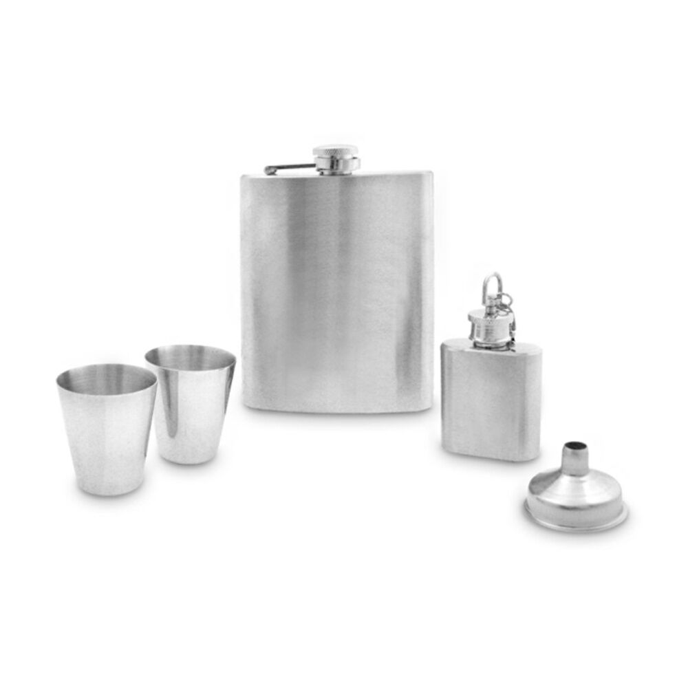 LMD Hip Drinking Stainless Steel 210ml Flask/Shot Glass/Funnel Spirits Set Plain (5 Pieces) — image 2