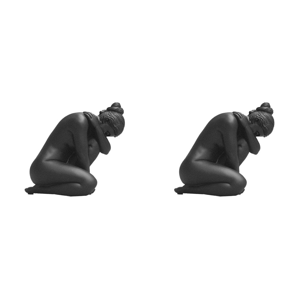 White Moose Resin Body Sculpture Georgie Home/Office Ornament Decor Black (2 Pack)