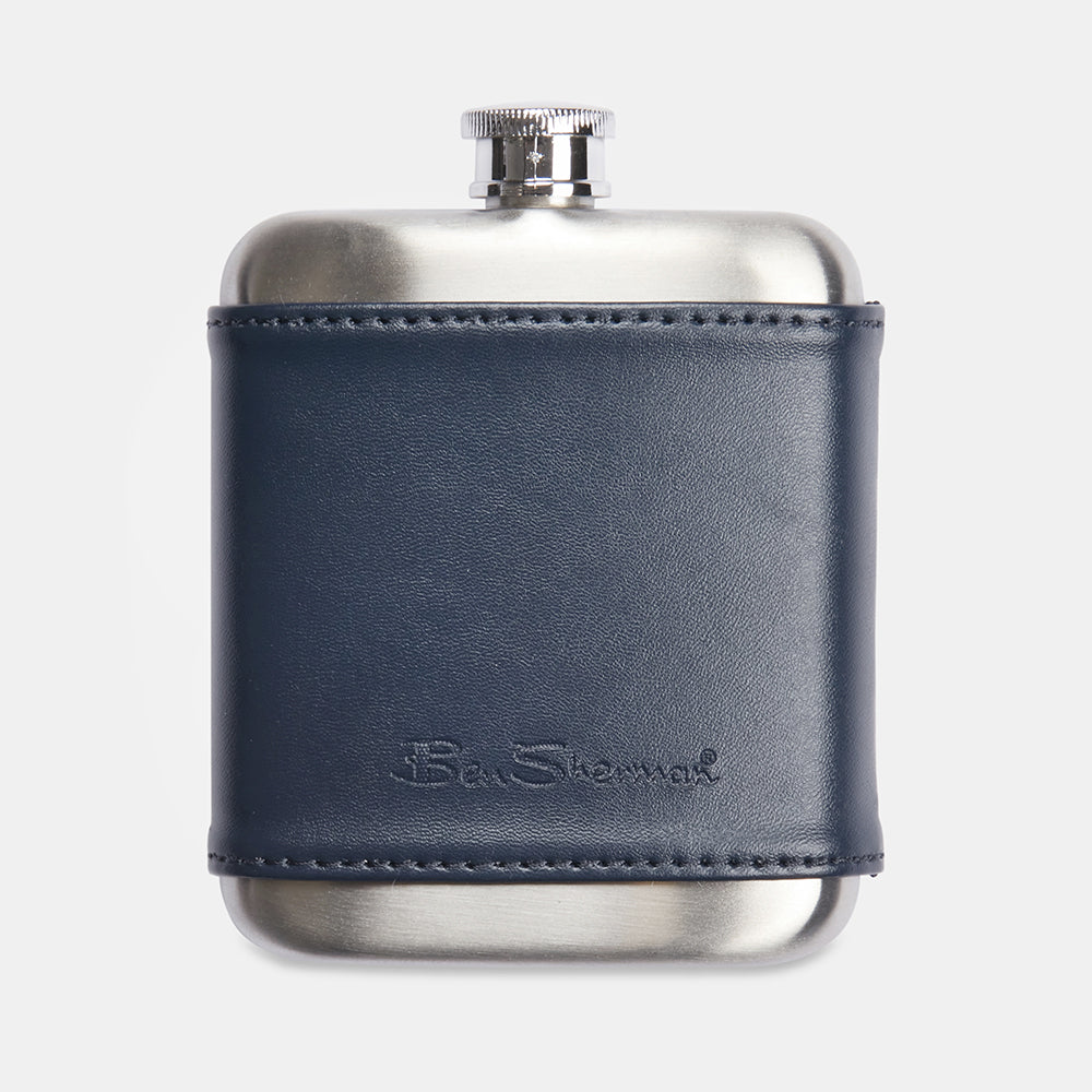 Ben Sherman Men's Stainless Steel Drinking Flask w/ Bottle Opener Keyring Navy — image 2