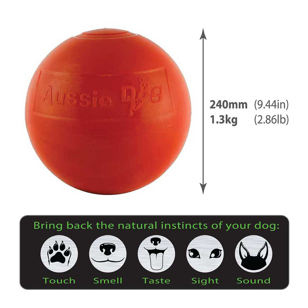 Aussie Dog Products Aussie Dog 24cm Staffie Dog Ball Large Heavy Duty Tough Pets Chew Toy Orange — image 2
