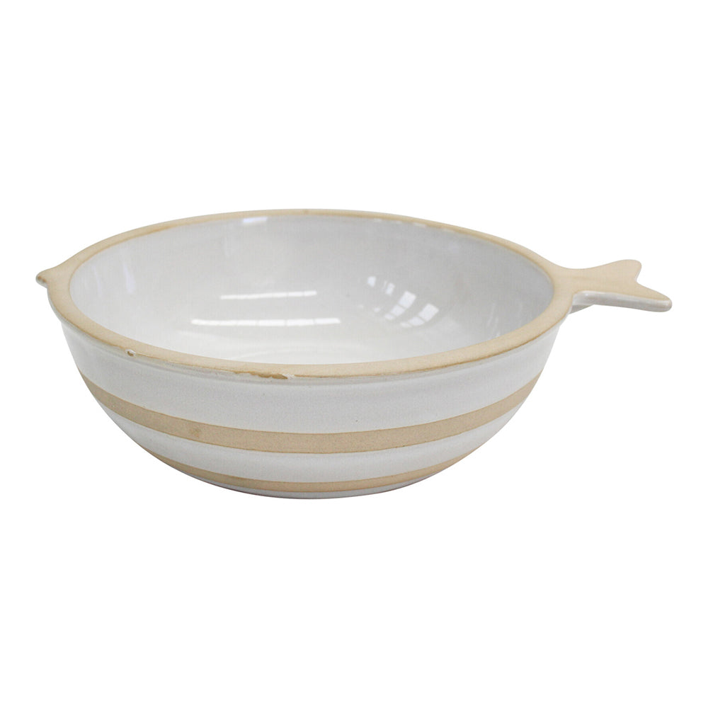 LVD Fish Ceramic 21.5cm Snack Food Bowl Dish Round Large Tableware White/Beige (2 Pack) — image 2