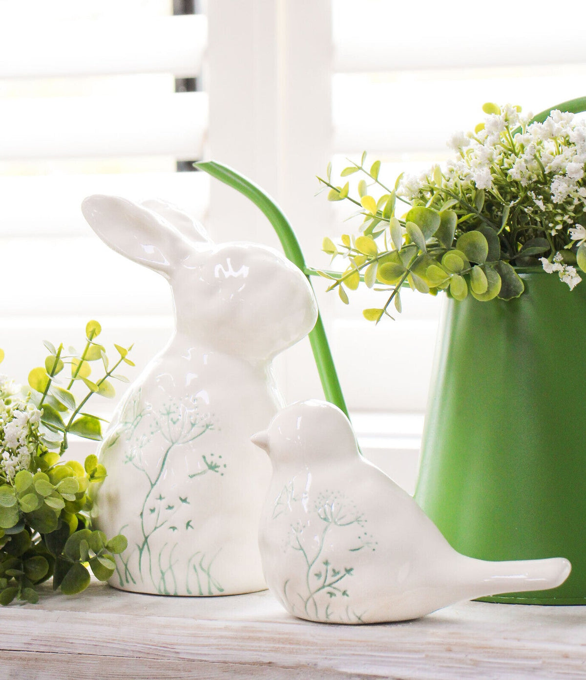 LVD Porcelain Rabbit Ornament Large Frenchie Sage Decorative Home Decor (2 Pack) — image 2