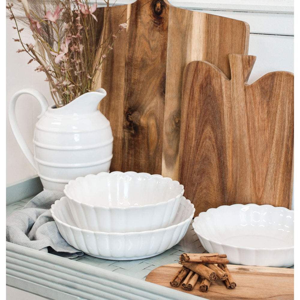 LVD Belle Powder 21.5cm Ceramic Coupe Bowl Dish Round Serving Tableware White (2 Pack)