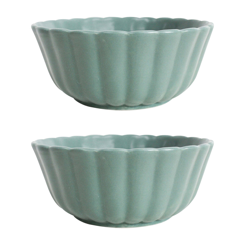 LVD Belle Bayleaf 15cm Ceramic Side Food Dish Bowl Round Serving Tableware Green (2 Pack)