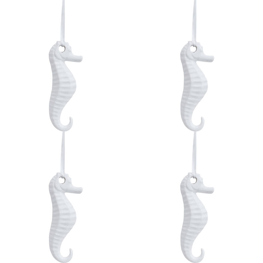 LVD Ceramic Hanging Seahorse Home/Office Durable Display Decor 12x5cm White (4 Pack)