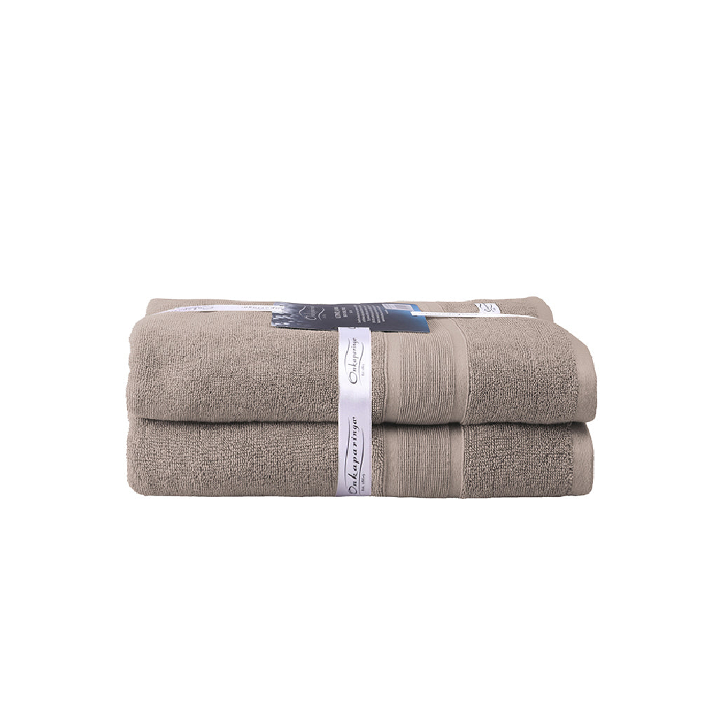 Onkaparinga Ultimate Alanya Turkish Cotton Bath Towel 550Gsm Highly Absorbant Almond (2 Pack)