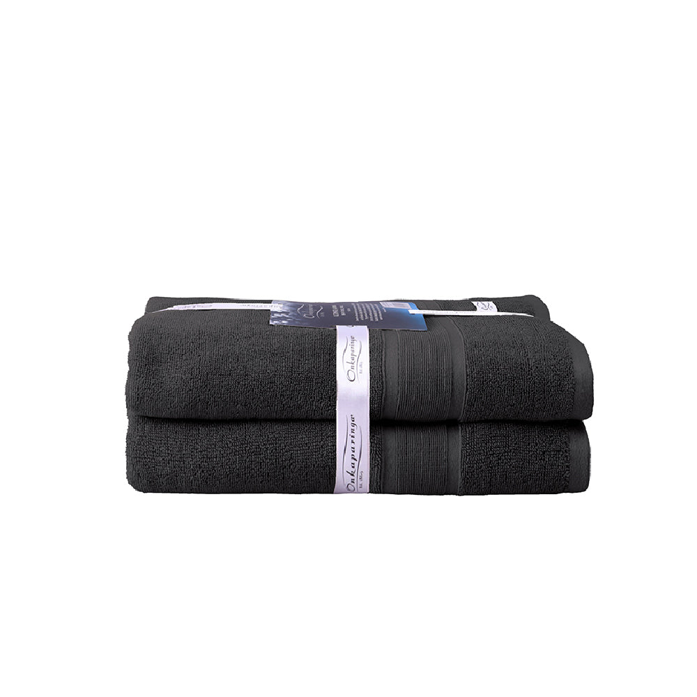 Onkaparinga Ultimate Alanya Turkish Cotton Bath Towel 550Gsm Highly Absorbant Castlerock (2 Pack)