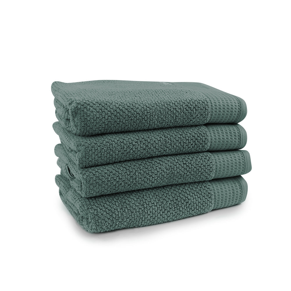 Onkaparinga 69x140cm Cotton Avalon Bathroom Towels Set 550GSM Fir Green (4 Pieces)