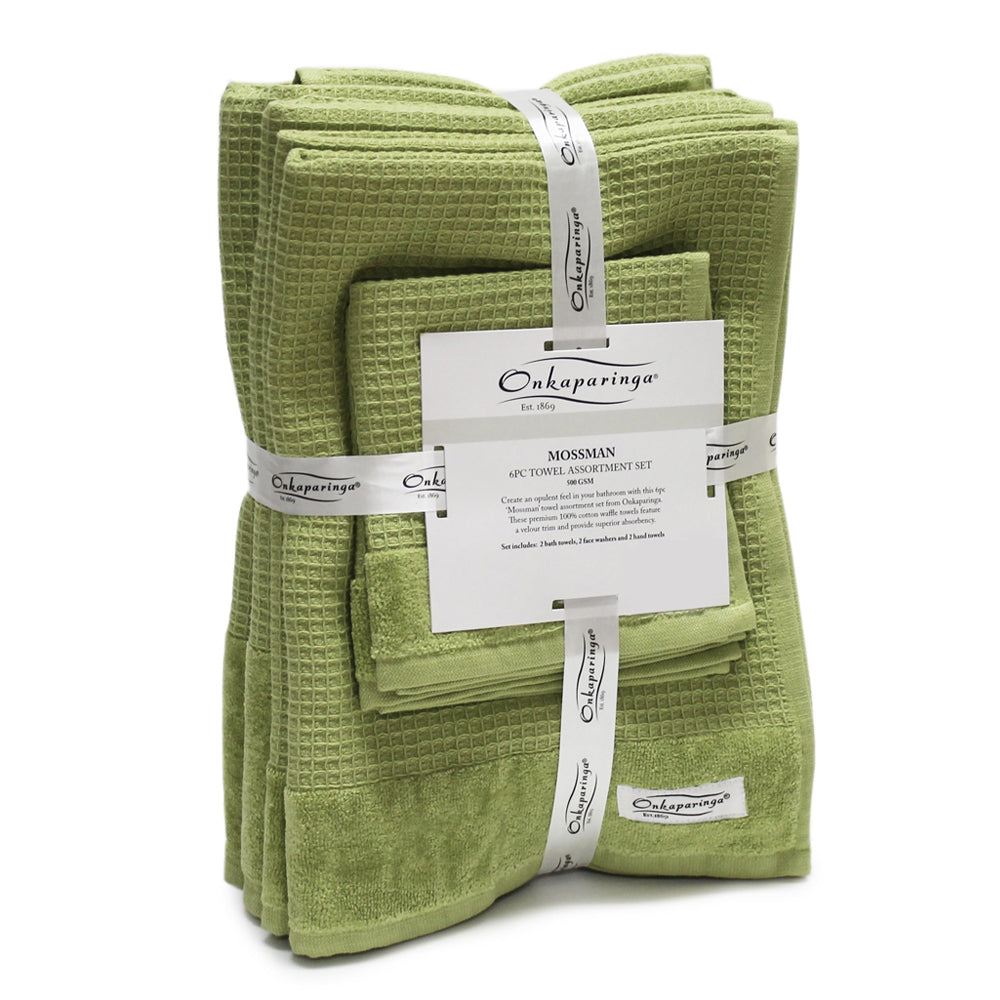 Onkaparinga Mossman 100% Cotton Bath/Face/Hand Towel Bathroom Set Tarragon (6 Pieces) — image 3