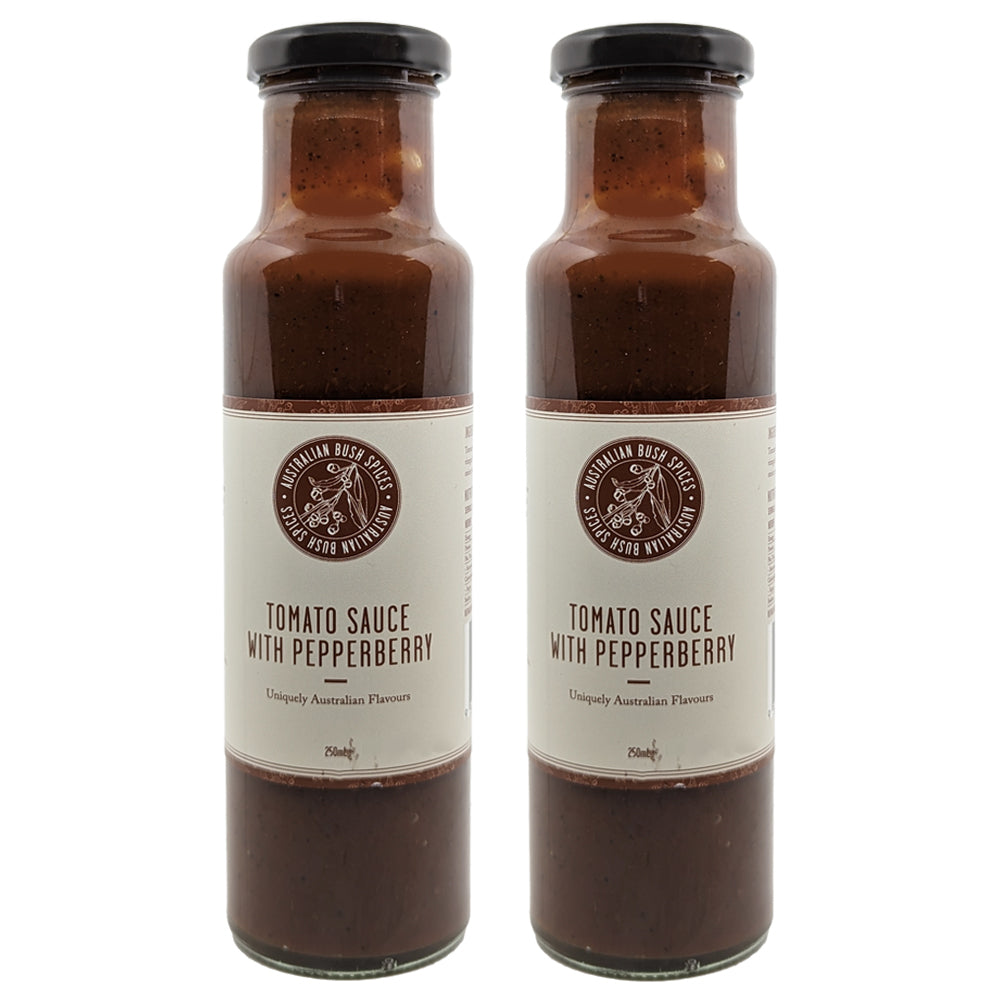 Australian Bush Spices Bush Tomato Sauce & Pepperberry 250ml (2 Pack)