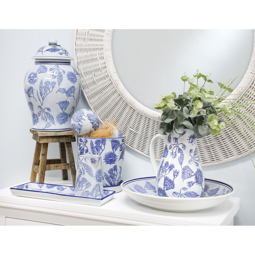 LVD 37x8cm Blue/White Porcelain Flowering Gum Grazing Serving Platter — image 2