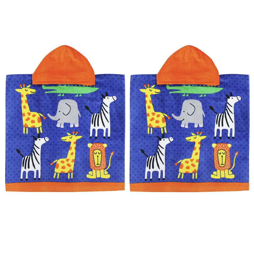 Onkaparinga Kids 60x120cm Absorbent Hooded Beach/Bath/Swimming Towel Animals (2 Pack)