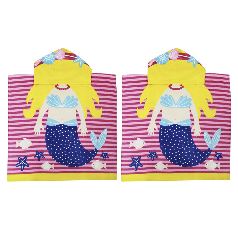 Onkaparinga Kids 60x120cm Absorbent Hooded Beach/Swim Towel Ocean Mermaid (2 Pack)