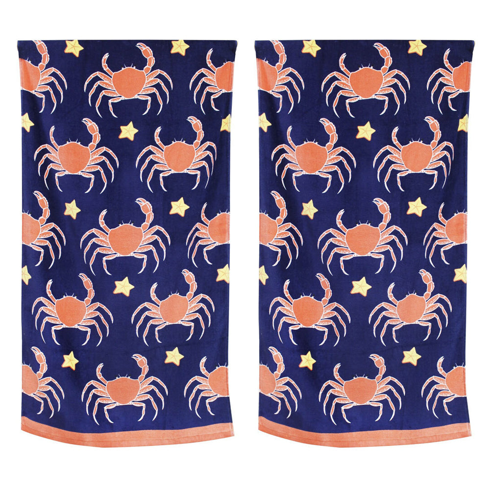 Onkaparinga Kids 60x120cm Beach/Swimming Pool Towel Absorbent Cotton Crabs (2 Pack)