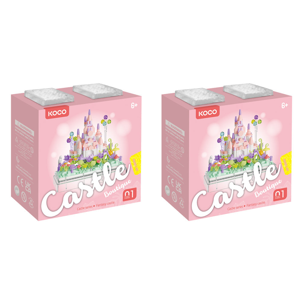 Koco 414pc Koco Castle Dream Astle Kids Building Bricks/Blocks Assemble Toy 6y+ (2 Pack)