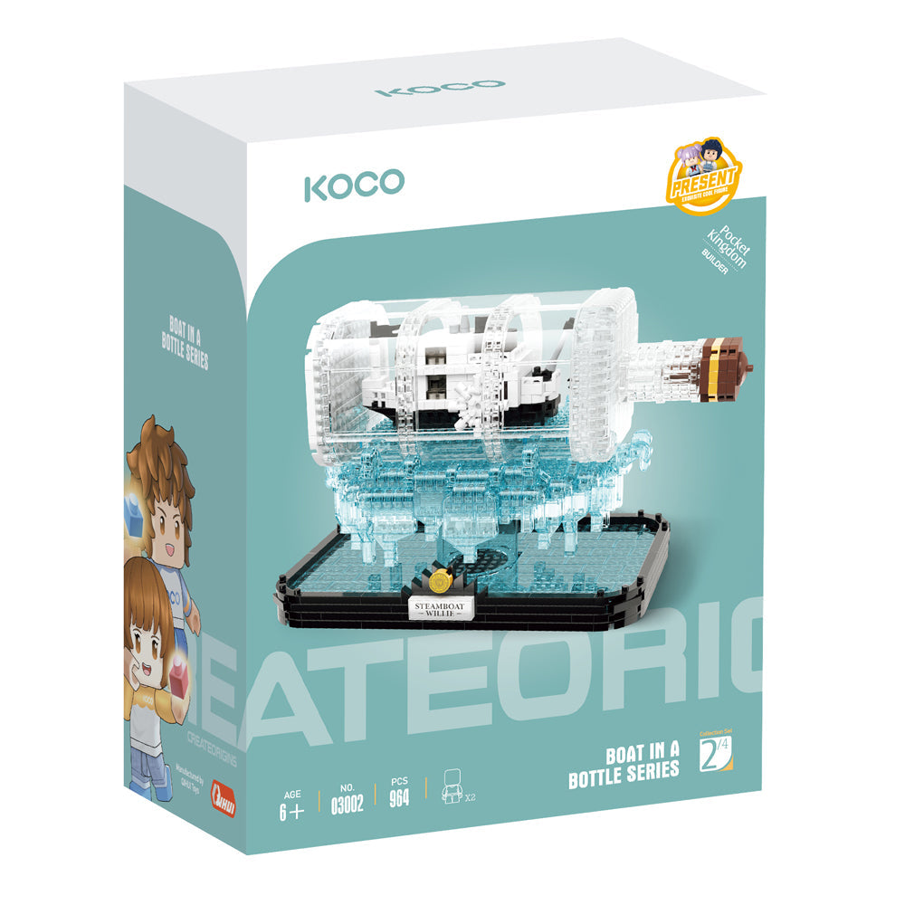 Koco Drift Bottleblack & White Ship Kids Building Bricks/Blocks Toy 6y+ (964 Pieces)