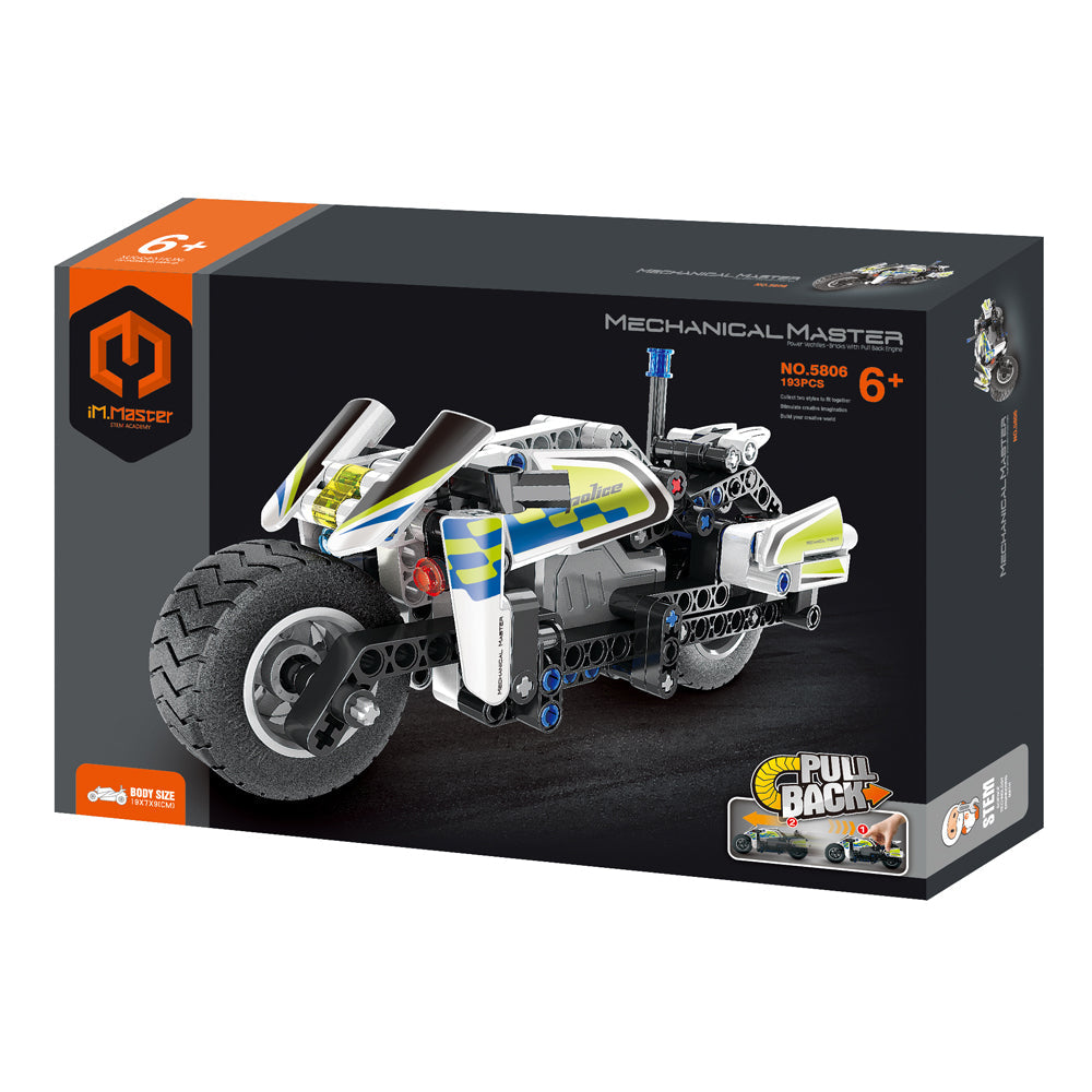Im.Master Pull Back Police Motorbike Building Blocks Kids Toy Set 6y+ (193 Pieces)