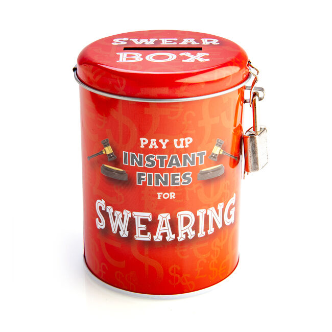 Mdi Fines Money Tin Swearing Humorous Padlock Collection Box Grey Collectable