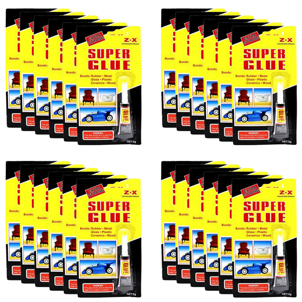 Super Glue Universal Instant Adhesive Extra Strong Fast Drying 3g (24 Pack)