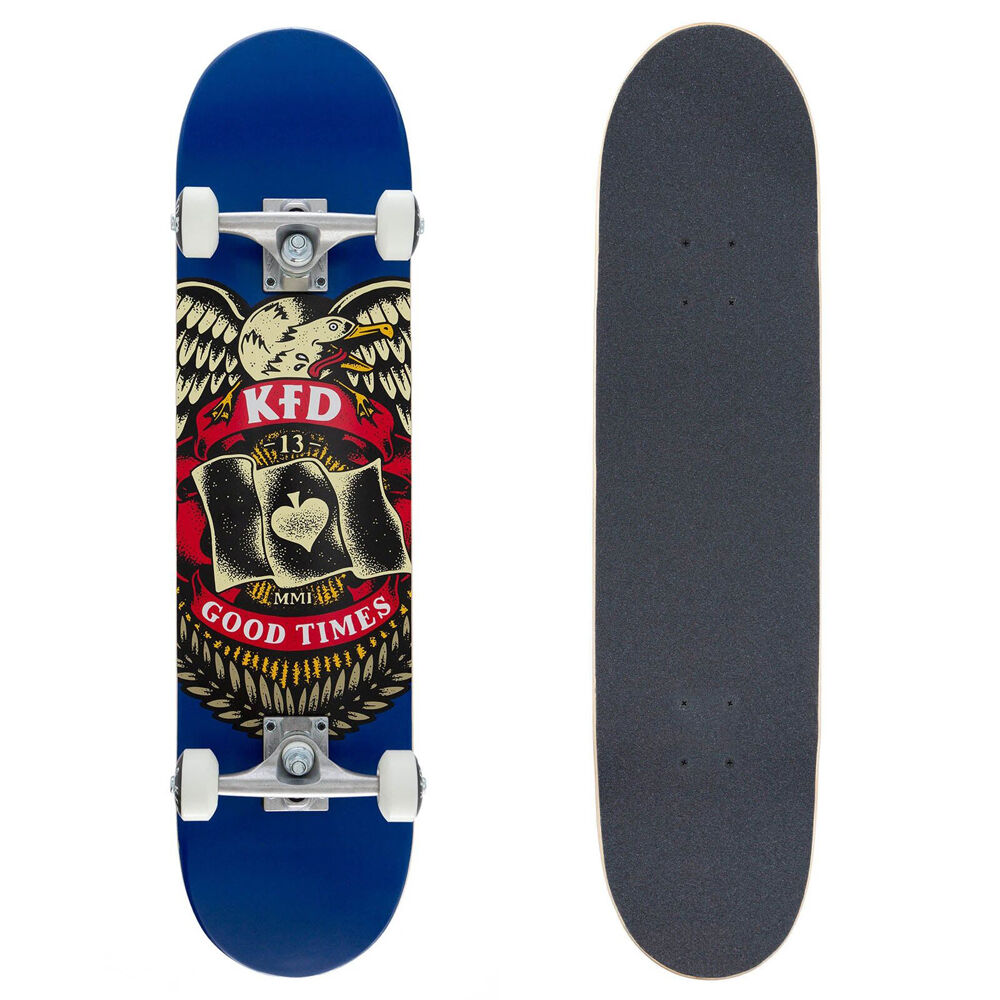KFD Complete Outdoor Sports Beginner Skateboard Young Gunz Badge Navy 7.75in