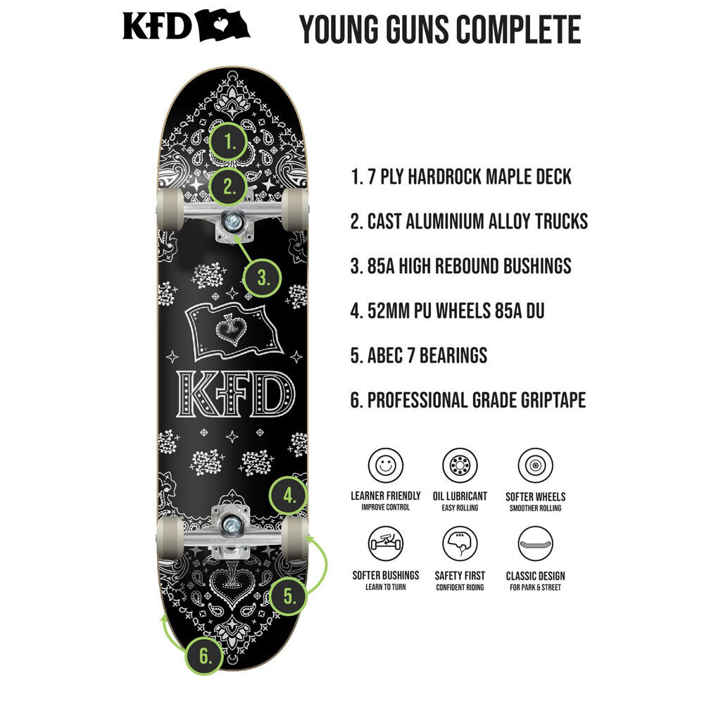 KFD Complete Skateboard Young Gunz Checker Ransom White — image 2