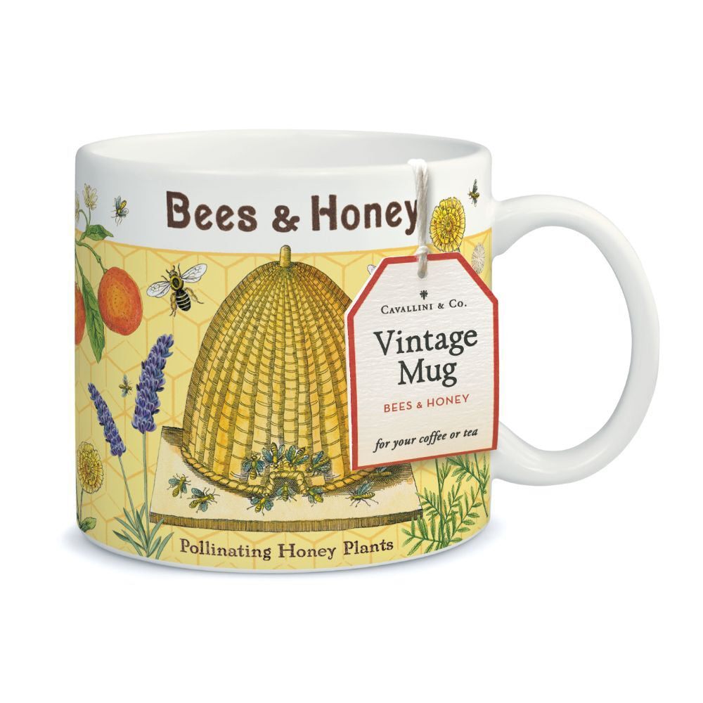 Cavallini Vintage Table/Glassware Coffee/Tea Mug 414ml/19.5cm Bees & Honey (2 Pack) — image 2