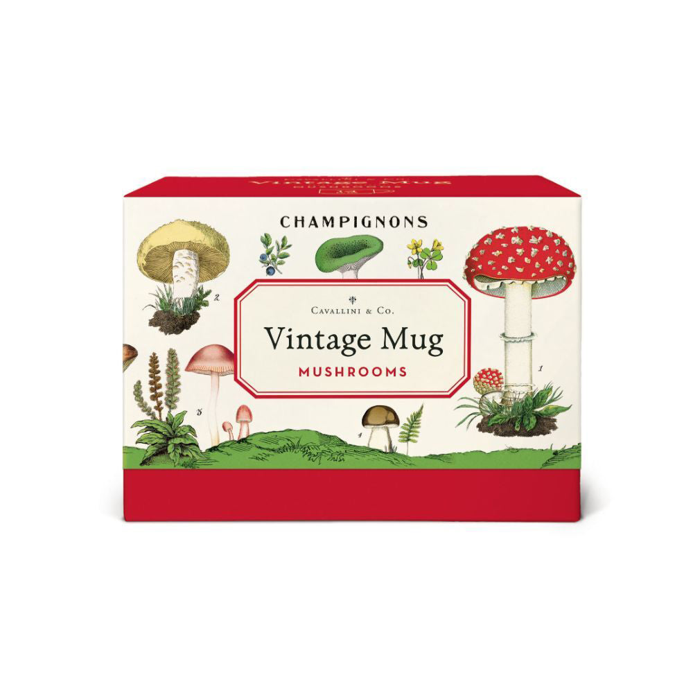 Cavallini Vintage Glassware Coffee/Tea Mug 414ml/19.5cm Vintage Mushrooms (2 Pack) — image 3