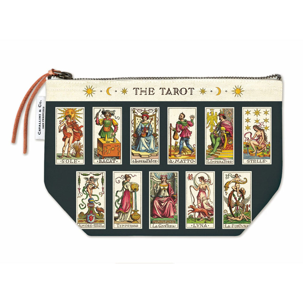 Cavallini Cotton Hand Carry Zipped Pouch Storage Organiser 22x15cm Tarot