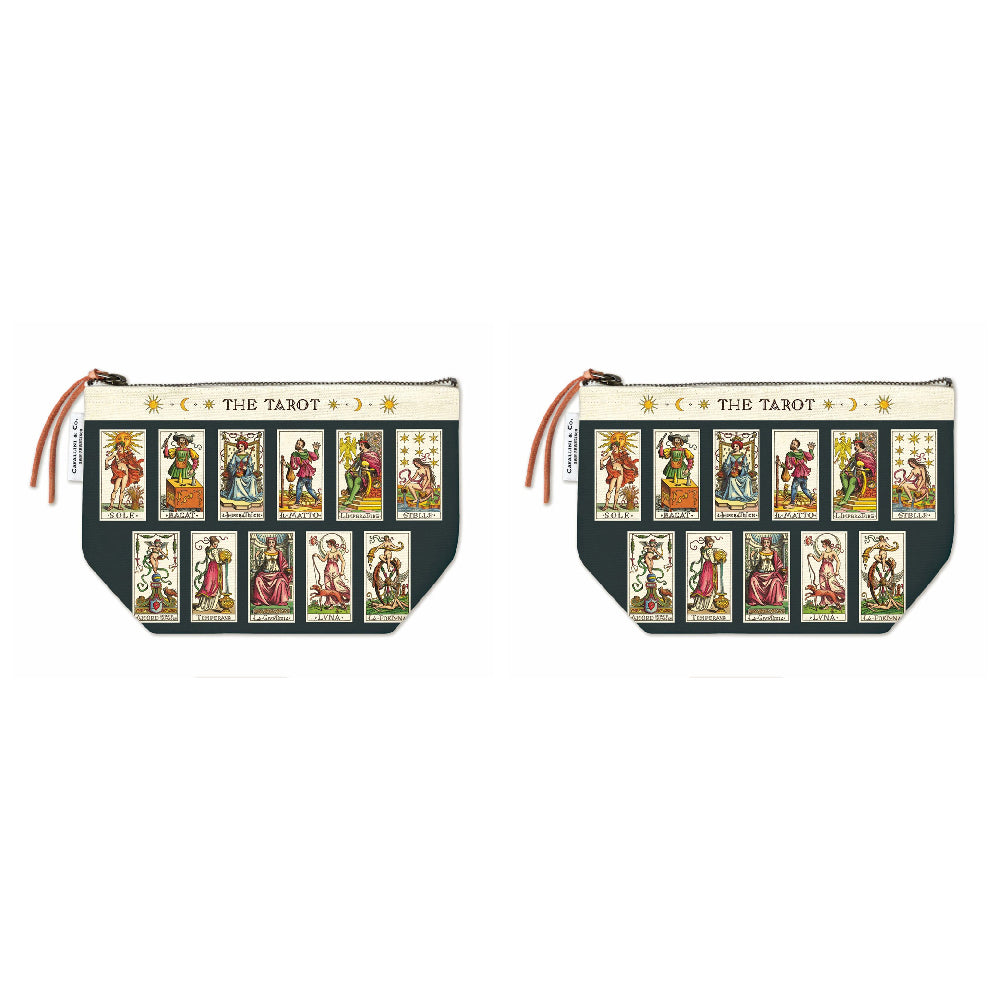 Cavallini Cotton Hand Carry Zipped Pouch Storage Organiser 22x15cm Tarot (2 Pack)