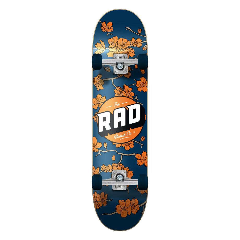 Rad Board CO Complete Skateboard Deck Dude Crew Cherry Blossom Navy/Orange 7.5in — image 3