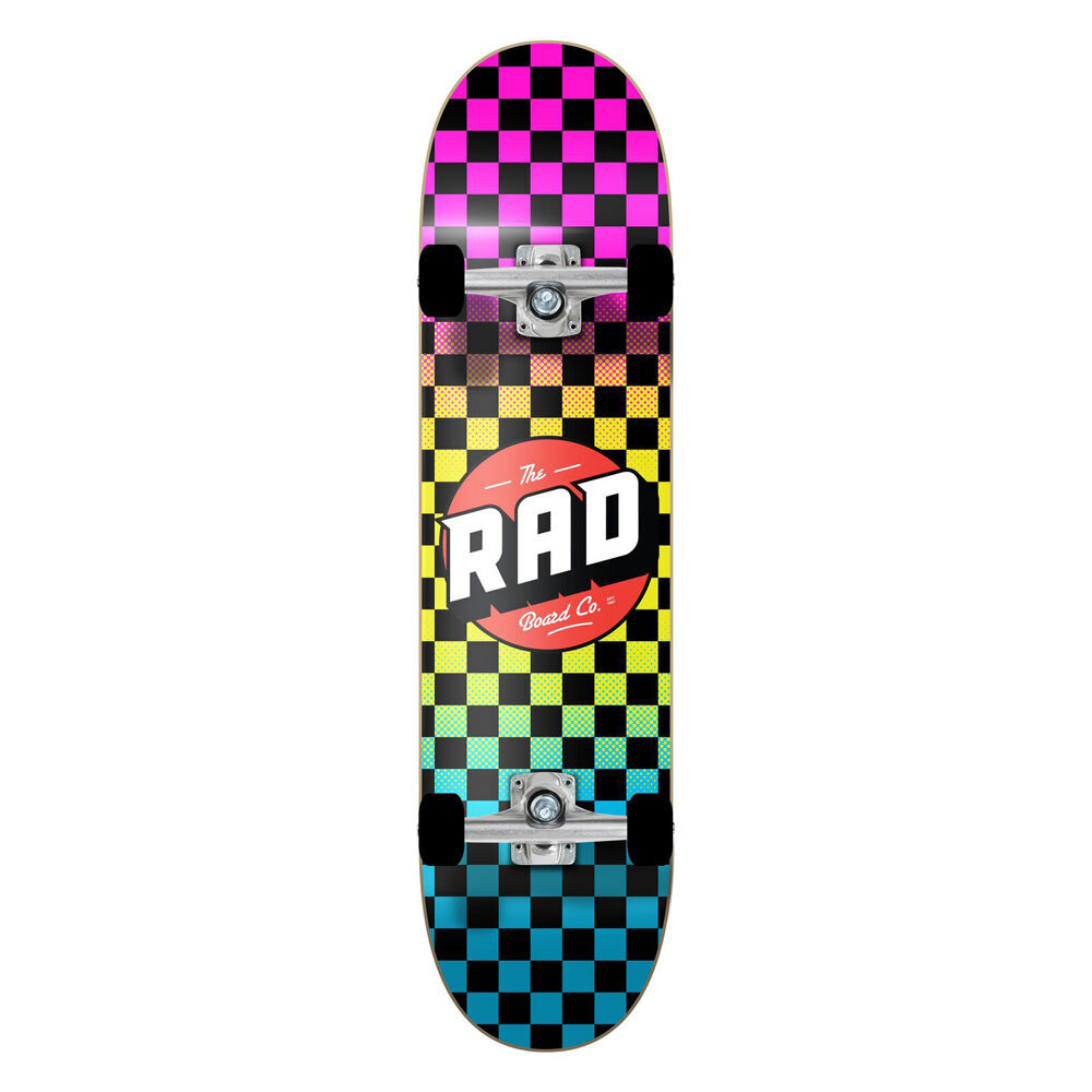 Rad Board CO Dude Crew Checkers Skateboard Street Sports Neon Fade 7.75in