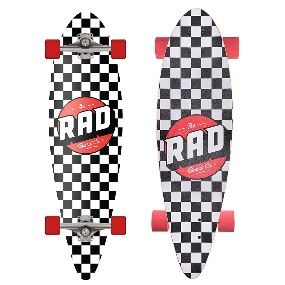 Rad Board CO Complete Pintail Mini Longboard Deck Checkers Black/White 9in