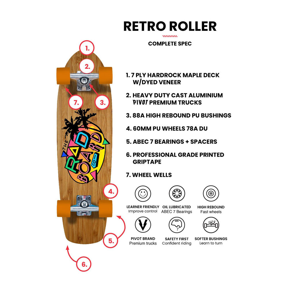 Rad Board CO Complete Skateboard Retro Roller Checker Stripe Holographic 7.9in — image 3