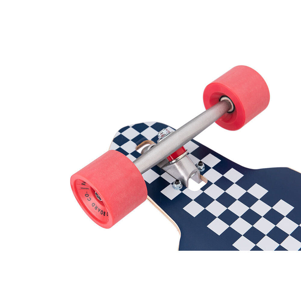 Rad Board CO 9in Complete Drop Through Longboard Navy/White Checker Stripe — image 3