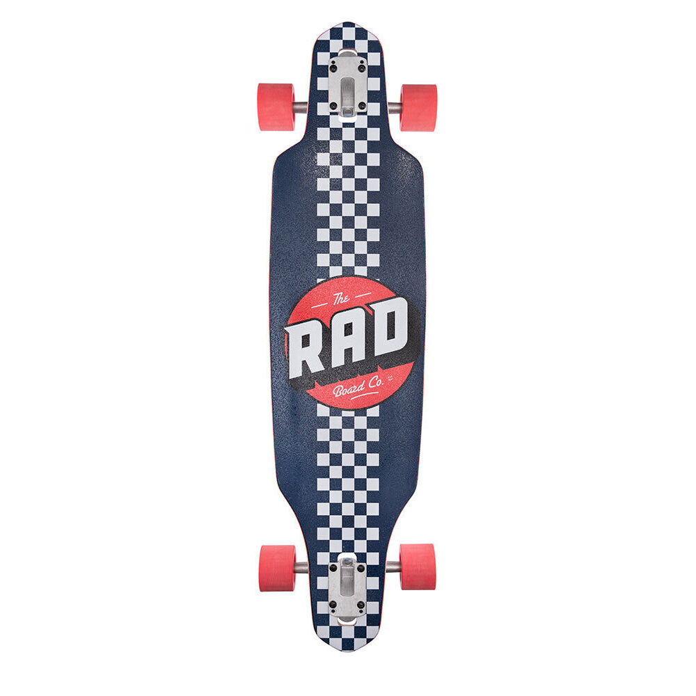 Rad Board CO 9in Complete Drop Through Longboard Navy/White Checker Stripe — image 4