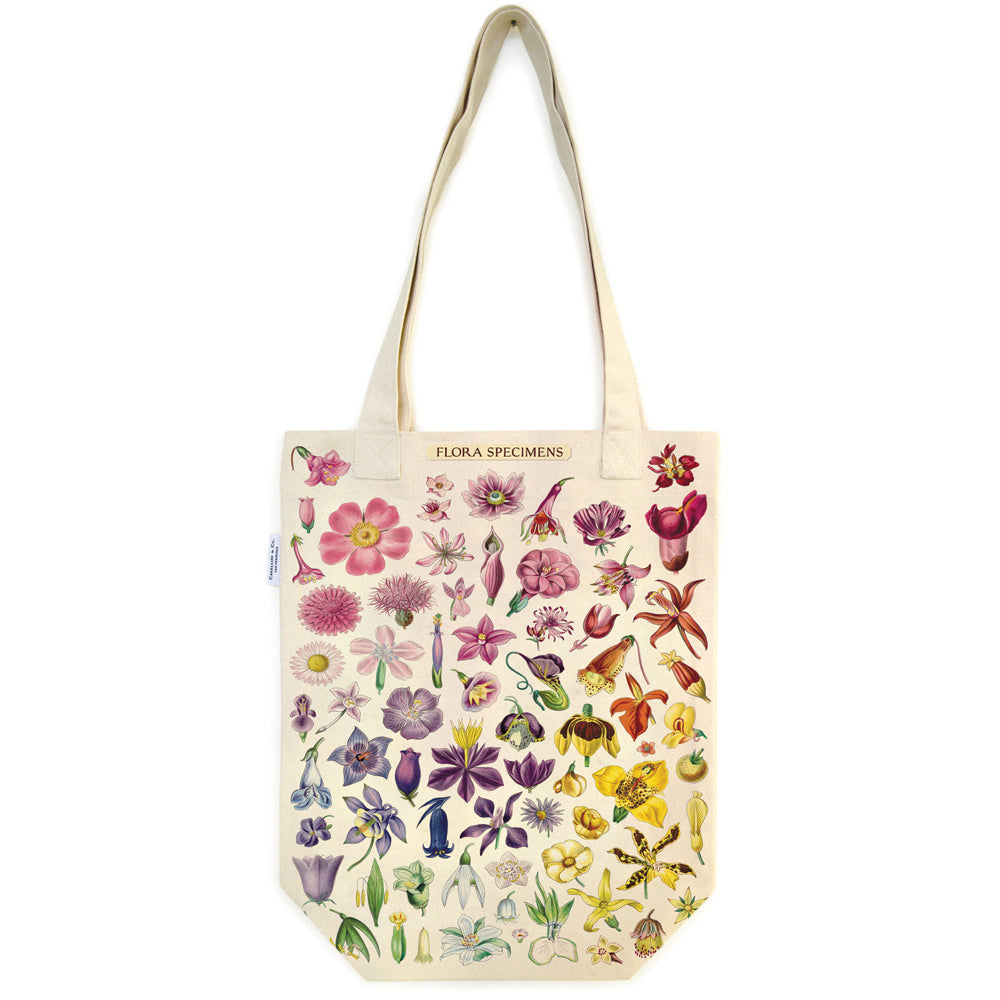Cavallini Cotton Tote Bag Shopping Carry All Handbag 33x40cm Flora Specimens